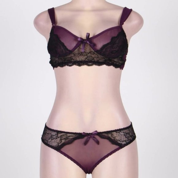 Naughty Purple Cute Boudoir Bra Set - Picture 5 of 7